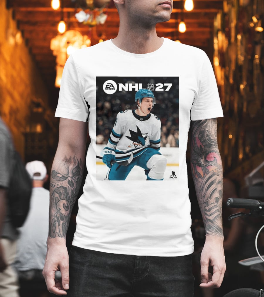 EA Sports NHL 27 Macklin Celebrini San Jose Sharks Cover Athlete NHLPA T-Shirt