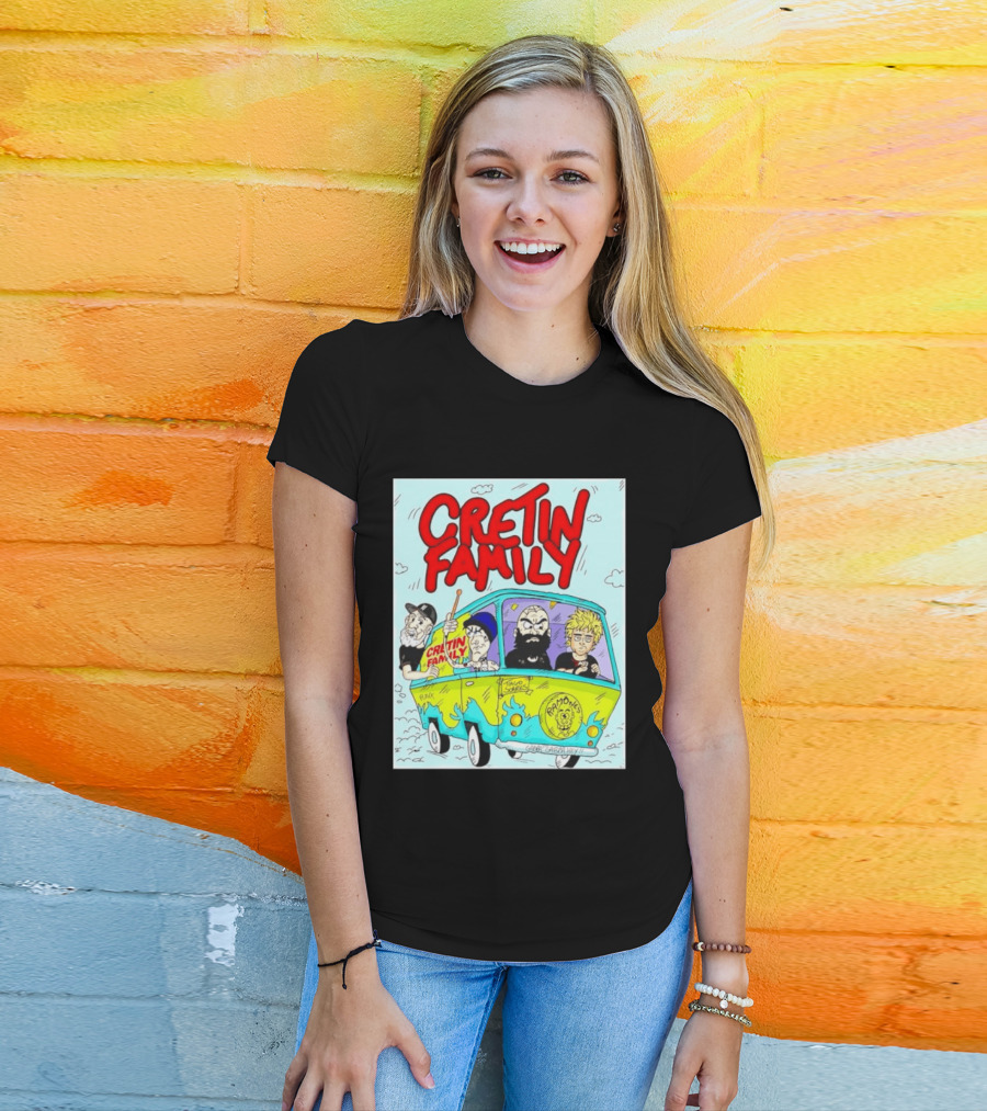 Cretin Family Punk Ramones Gabba Gabba Hey Van Cartoon T-Shirt