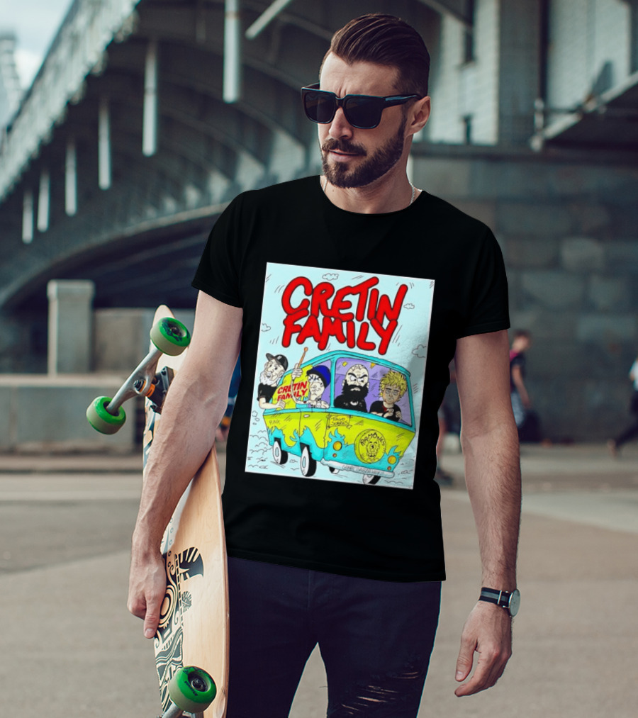 Cretin Family Punk Ramones Gabba Gabba Hey Van Cartoon T-Shirt