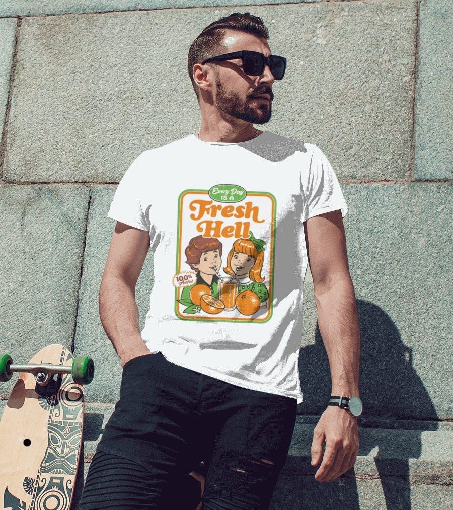 Every Day Is A Fresh Hell 100 Percent Awful Orange Juice Steven Rhodes T-Shirt