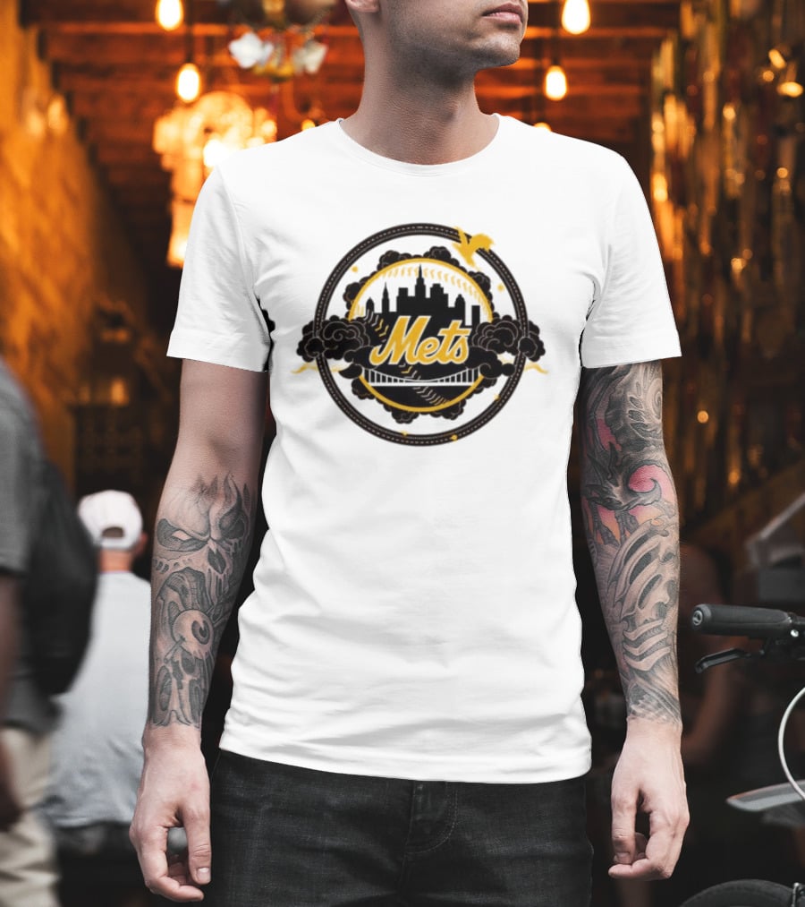New York Mets MLB Skyline Baseball Bridge T-Shirt