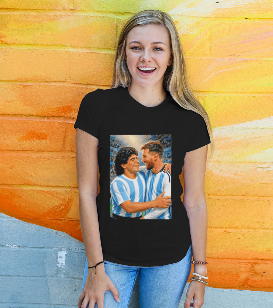 Lionel Messi Maradona Argentina Football Legends Digital T-Shirt