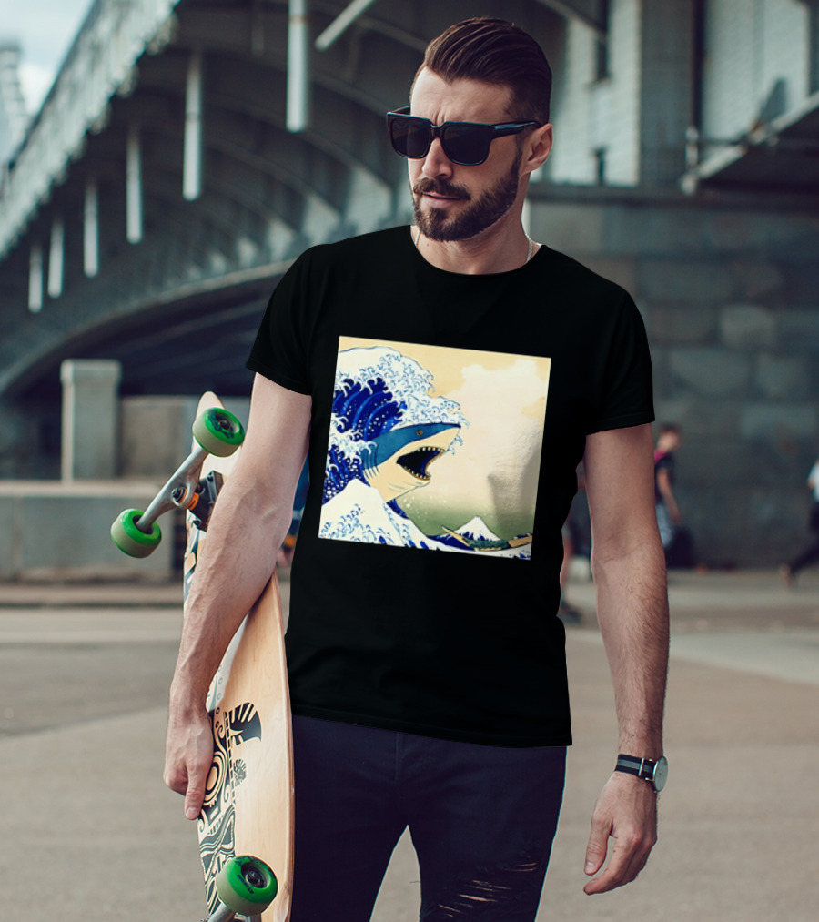 The Great Wave Off Kanagawa Sharks Fusion Art Japan Ukiyo E T-Shirt