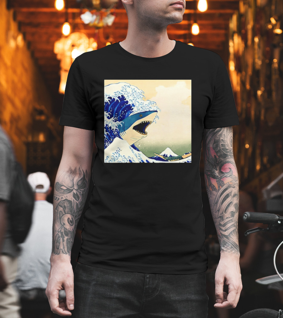 The Great Wave Off Kanagawa Sharks Fusion Art Japan Ukiyo E T-Shirt