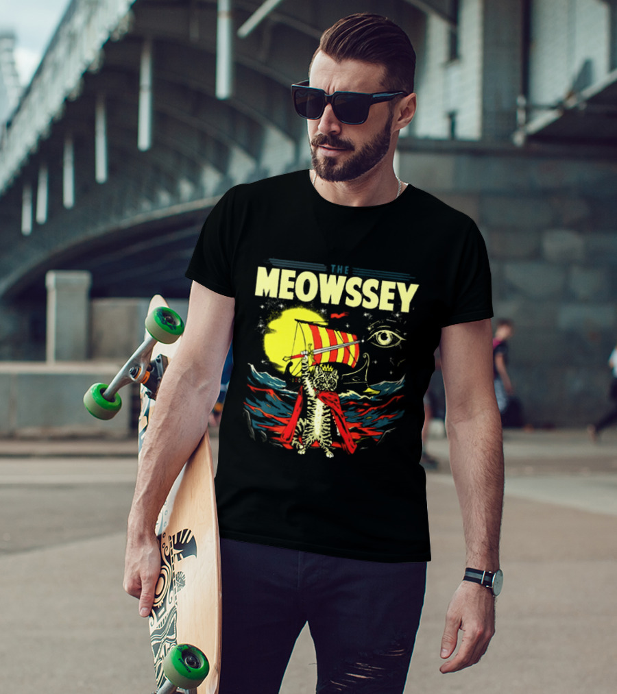 The Meowssey Vintage Odyssey Cat With Eye And Stripes T-Shirt