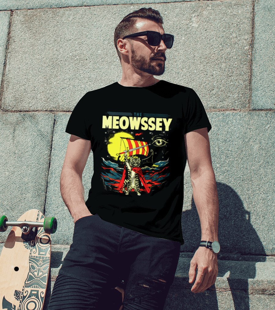 The Meowssey Vintage Odyssey Cat With Eye And Stripes T-Shirt