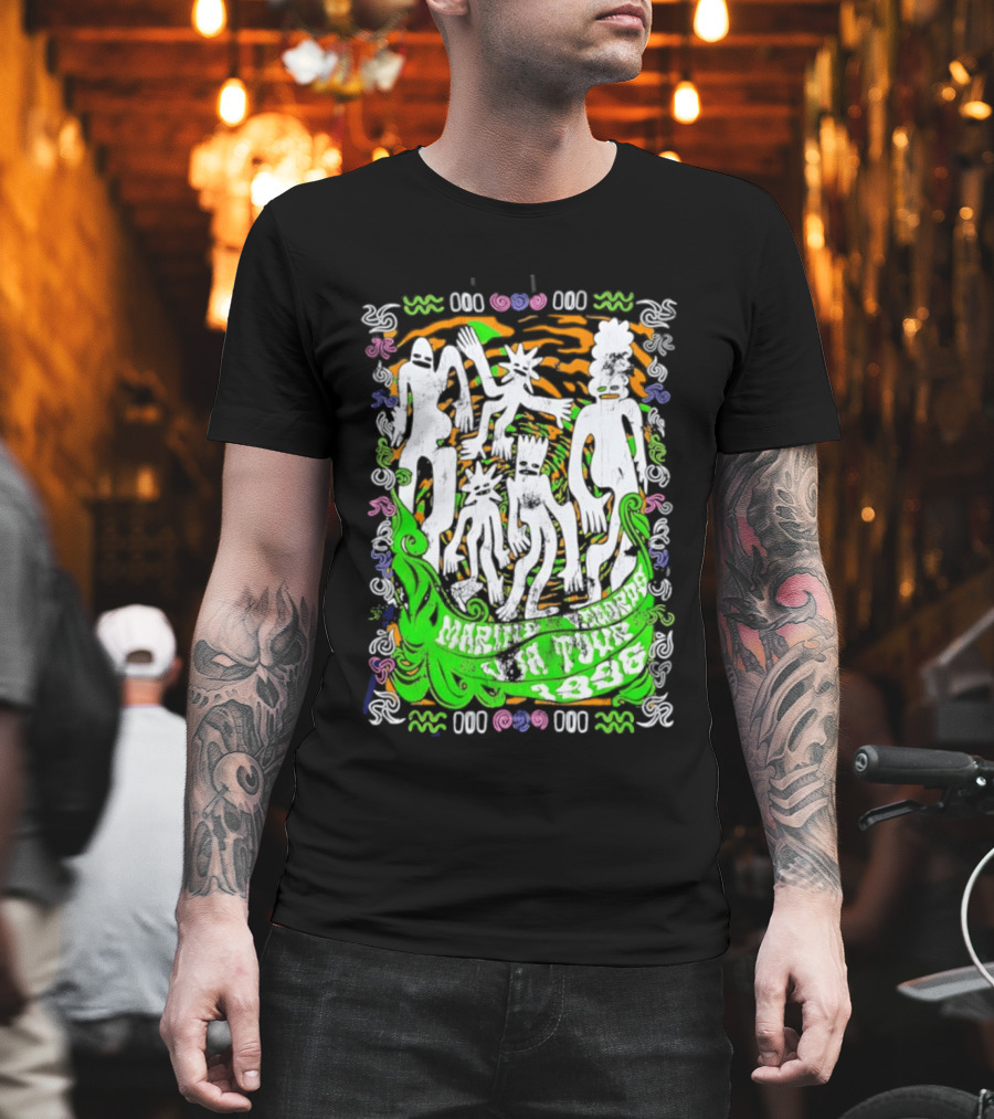 Marine Records 1996 USA Tour Alternative Rock Silhouette Art Psychedelic T-Shirt