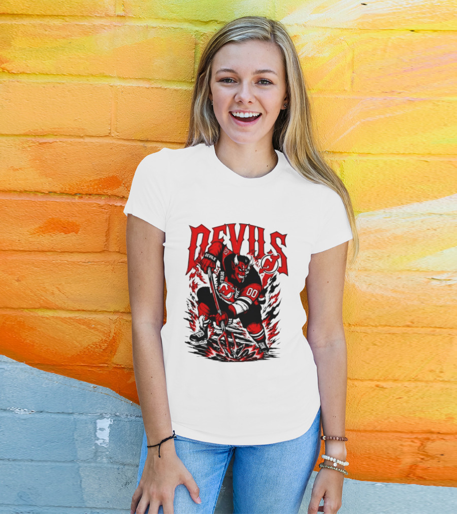 New Jersey Devils NHL Hockey Number 00 Devil Player T-Shirt