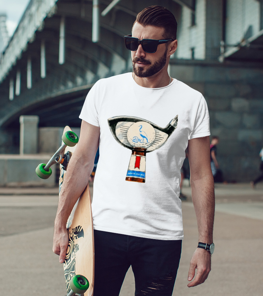 Dirty Marsh Superior Light Beer Golf Heron Bird Tap Handle T-Shirt