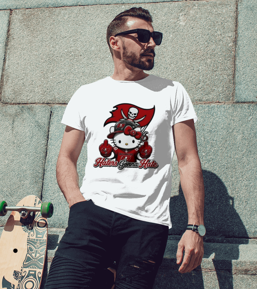Hello Kitty Buccaneers Football Haters Gonna Hate Middle Finger T-Shirt