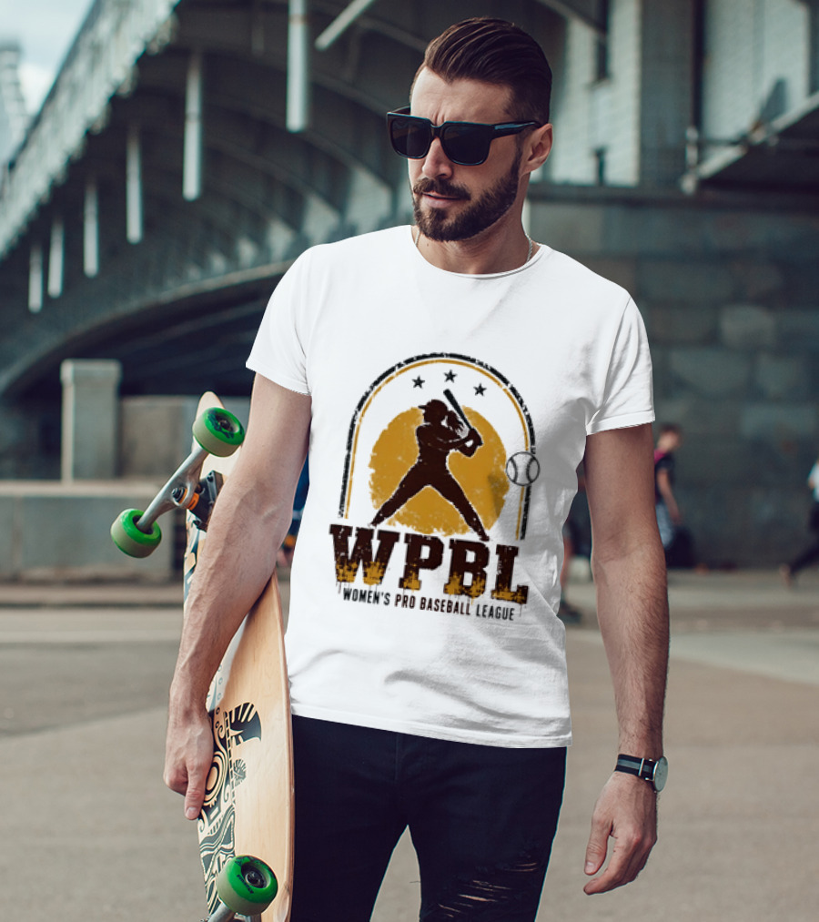 WPBL Women's Pro Baseball League Retro Silhouette Batting T-Shirt