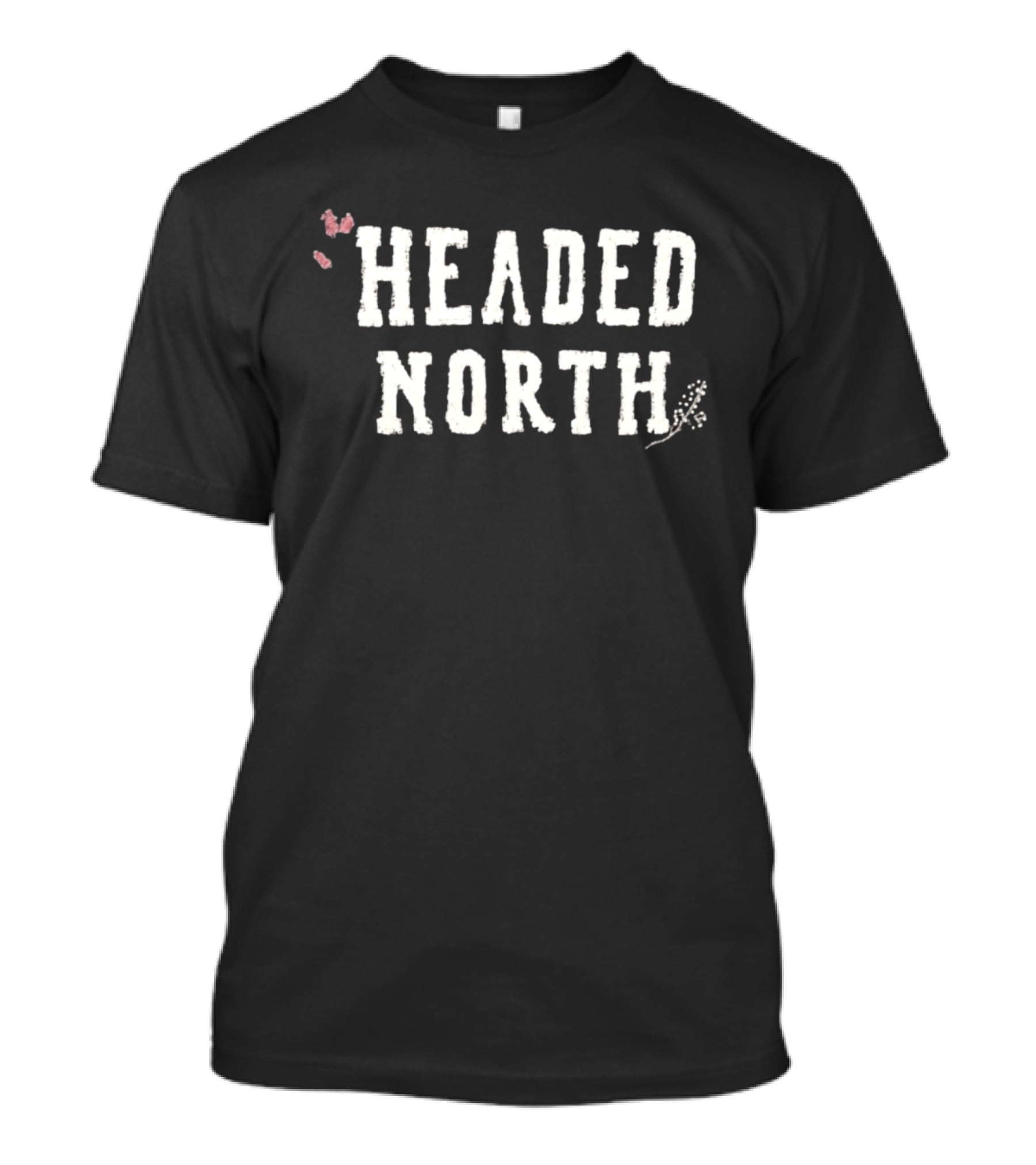 Headed North Folk Music Nature Lovers Butterfly Flower Accents T-Shirt