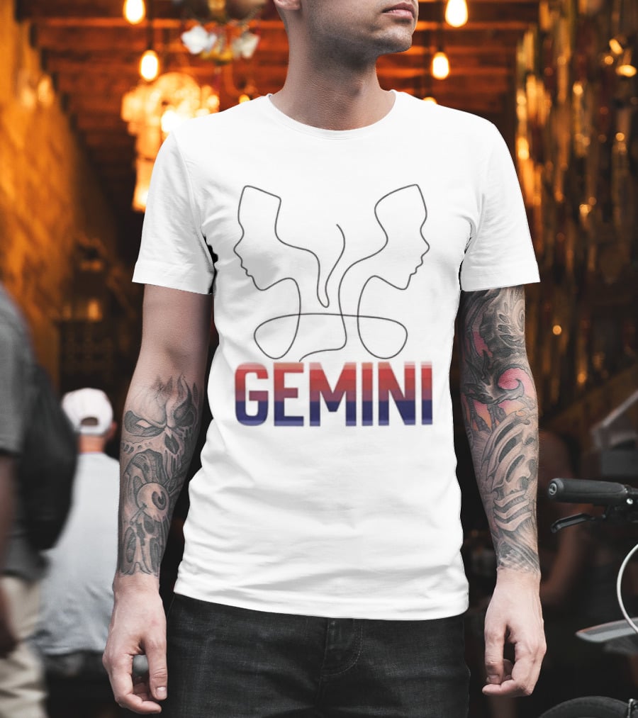 Gemini Zodiac Rainbow Outline LGBTQ Pride T-Shirt