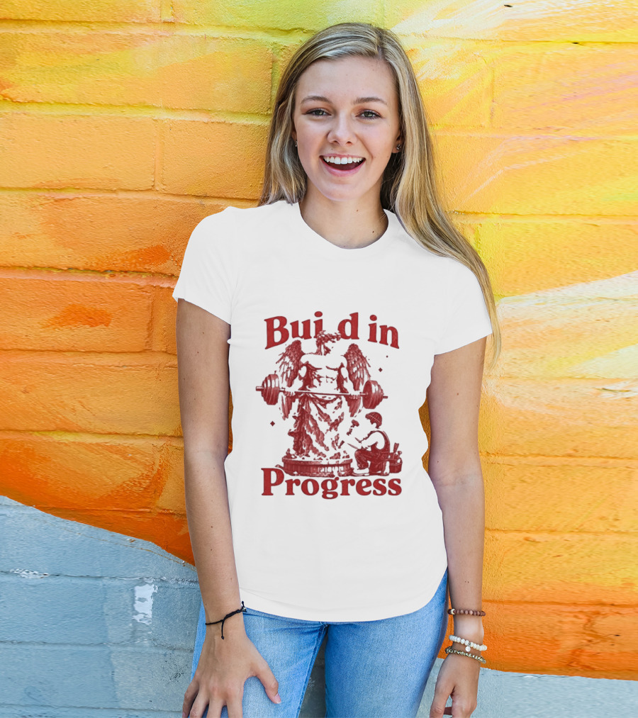 Staticloom Supply Angel Build In Progress Lifting Weight T-Shirt