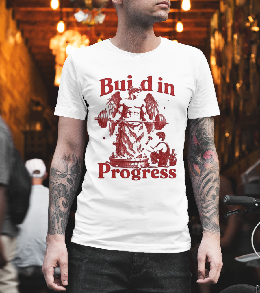 Staticloom Supply Angel Build In Progress Lifting Weight T-Shirt