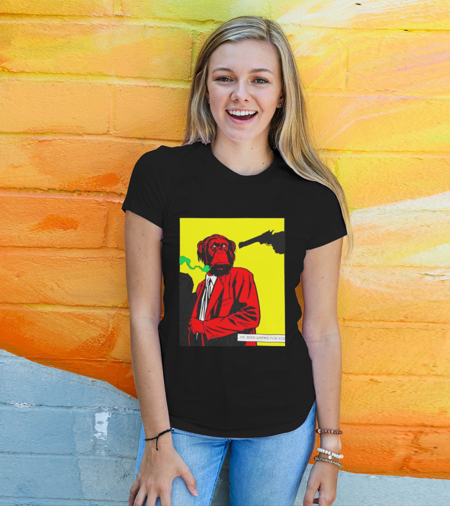 Chimpanzee Hitman Smoking Scene I've Been Waiting For You T-Shirt