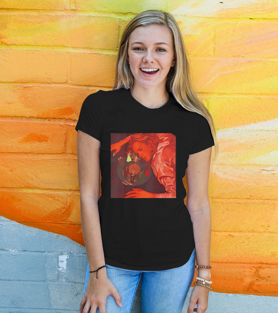Vinyl Dreams Young Man Resting With Dancing Figures T-Shirt
