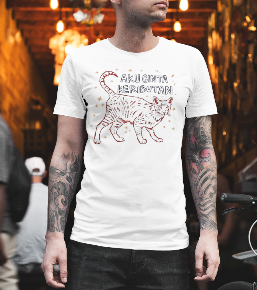 Aku Cinta Keributan Cat Bold Stripes Pattern With Orange T-Shirt
