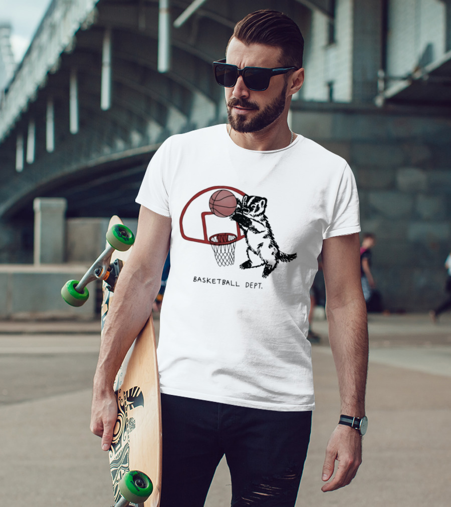 Basketball Dept Badger Dunking In Hoop T-Shirt