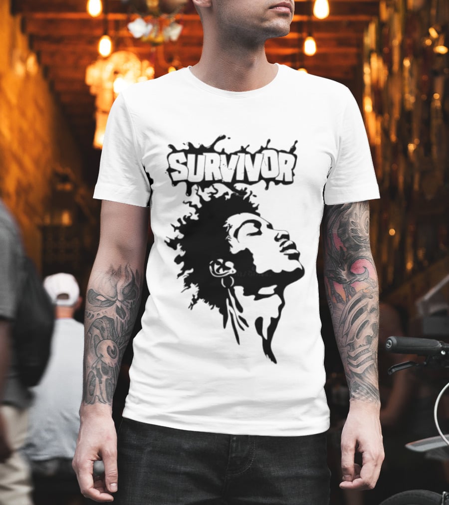 Survivor Black Power Profile Afro T-Shirt