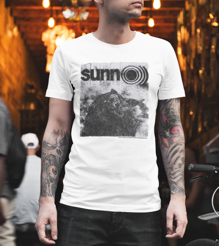 Sunn O))) Brain Dead Collaboration Black And White Distressed T-Shirt