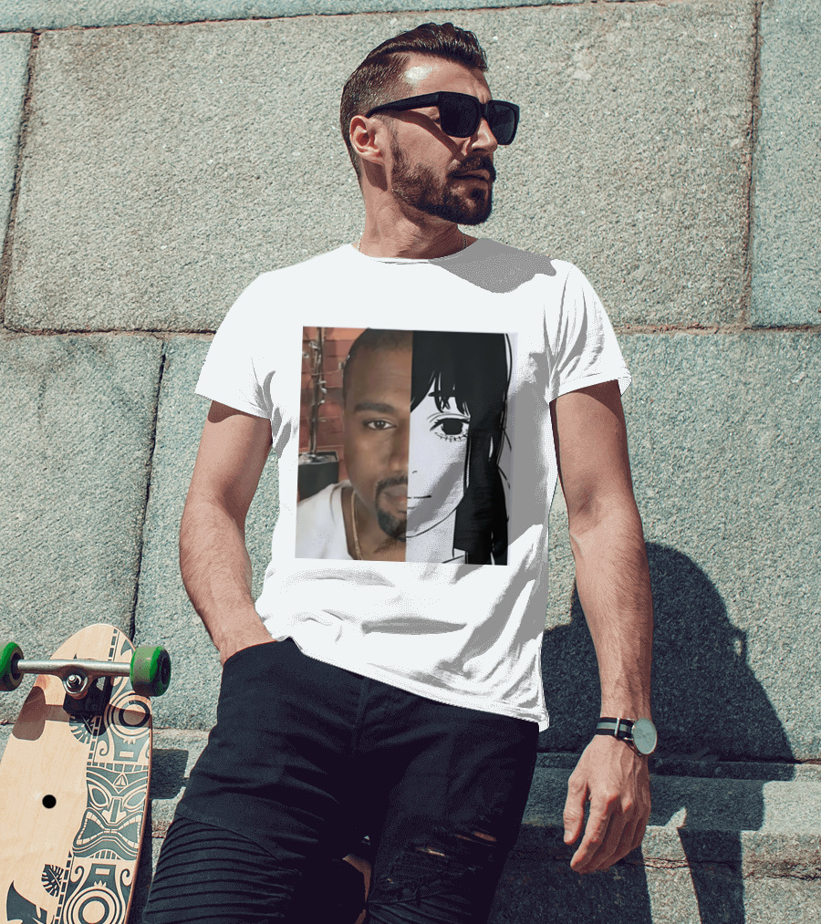 Kanye West Anime Crossover Split Face T-Shirt