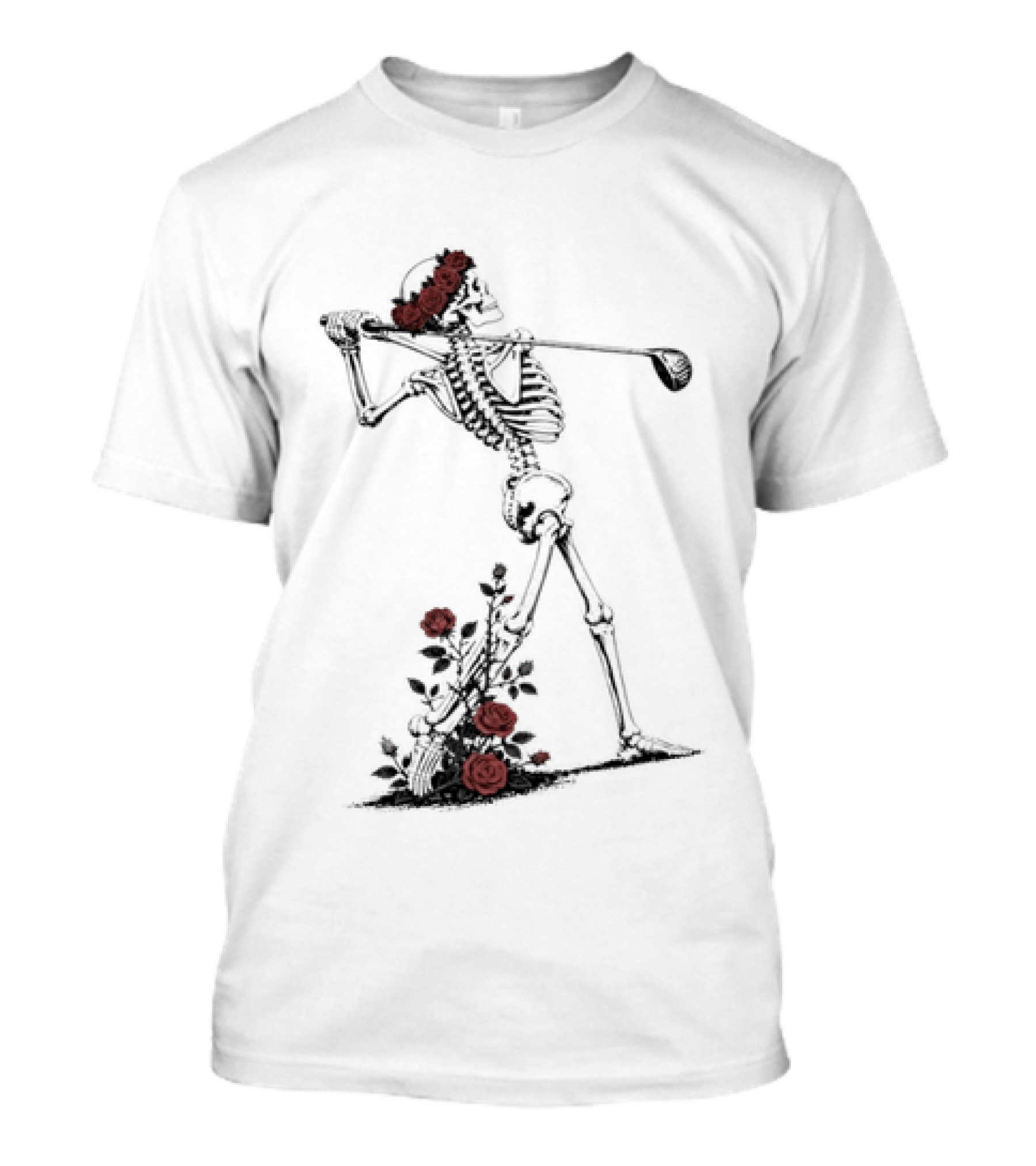 Grateful Dead Skeleton Golfer With Roses And Golf Club T-Shirt
