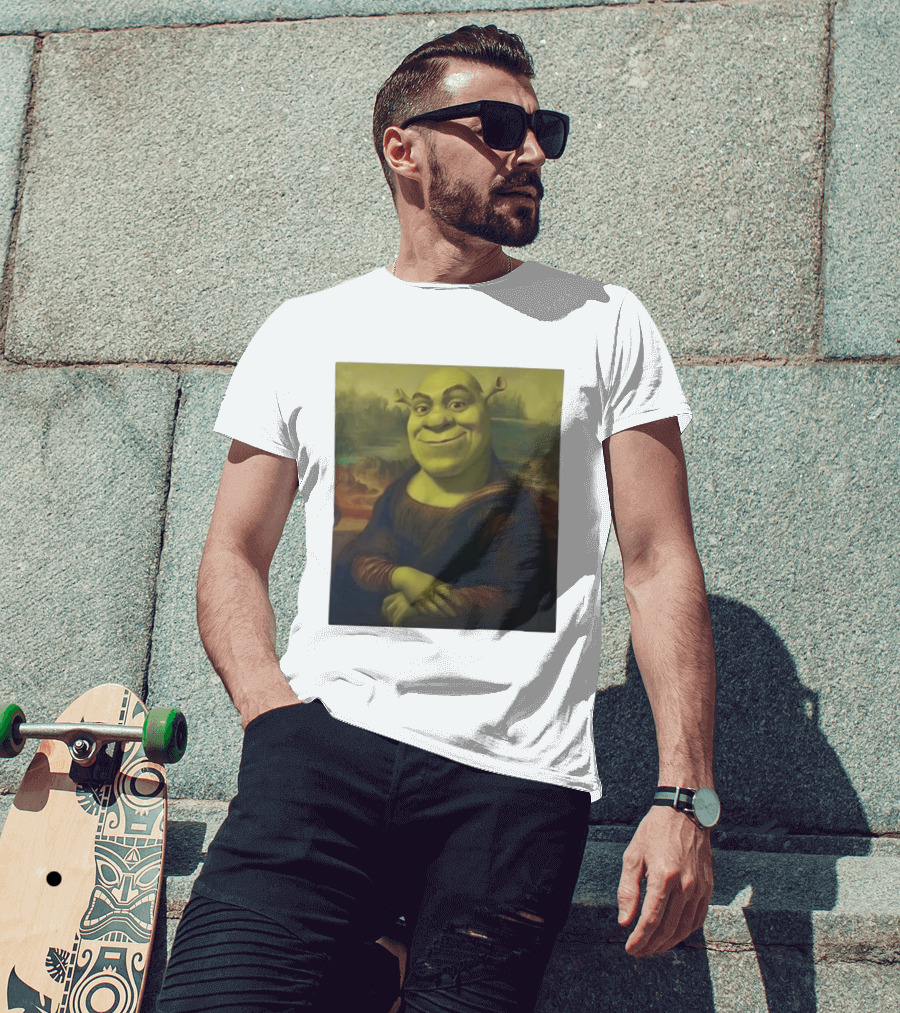 Shrek Mona Lisa Crossover Painting T-Shirt