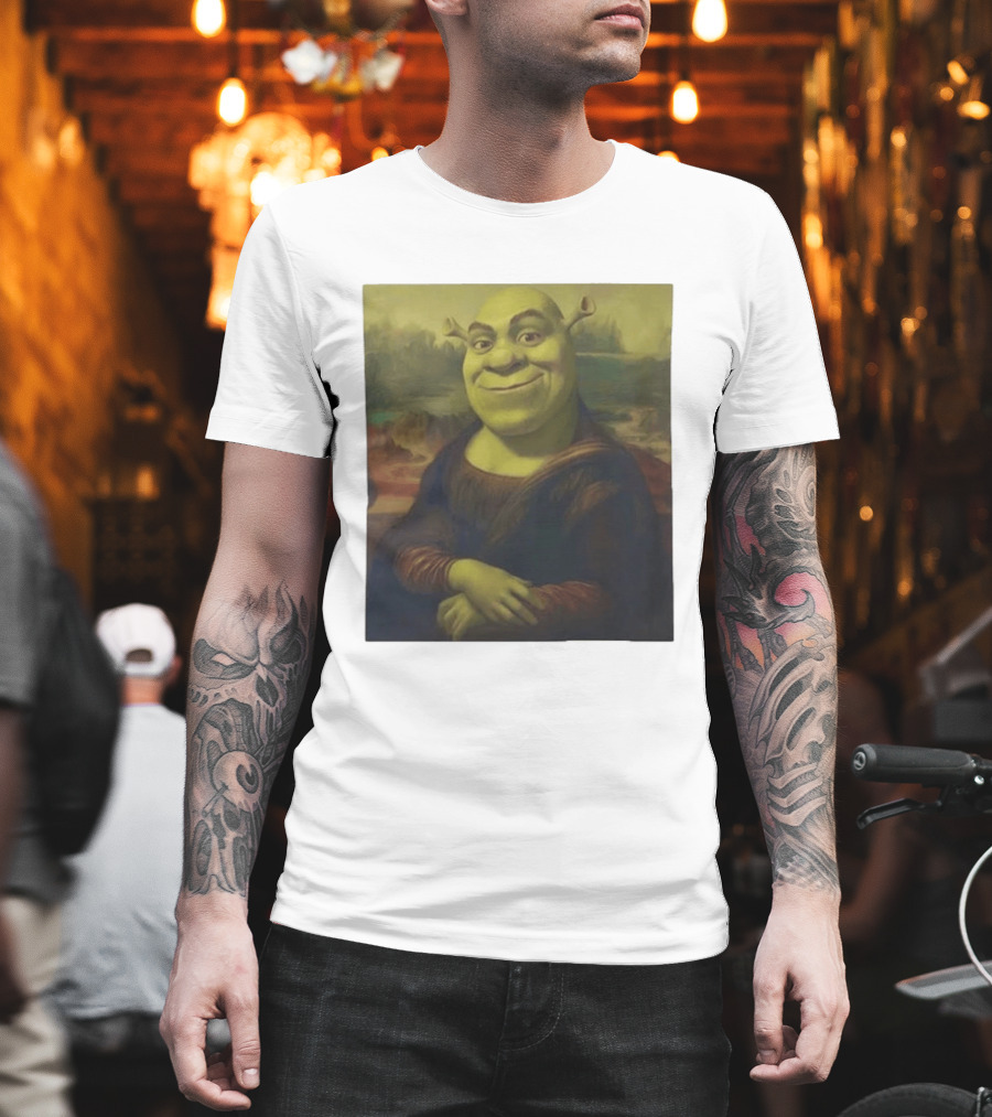 Shrek Mona Lisa Crossover Painting T-Shirt