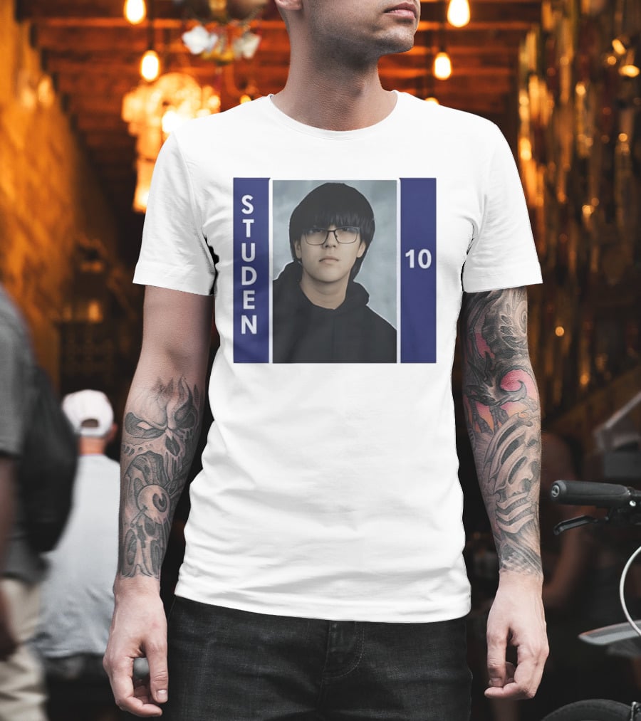 STUDEN 10 Blue And White Framed T-Shirt