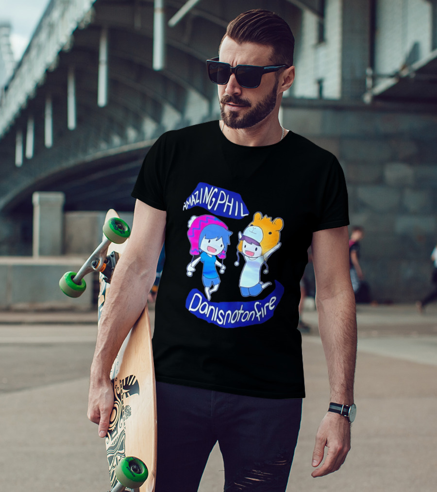 Amazing Phil Danisnotonfire Cartoon Characters Jumping T-Shirt