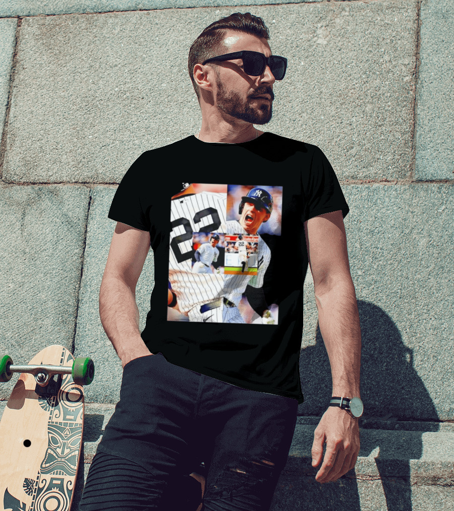Harrison Bader No 22 Yankees Pinstripe Collage With Action Shots T-Shirt