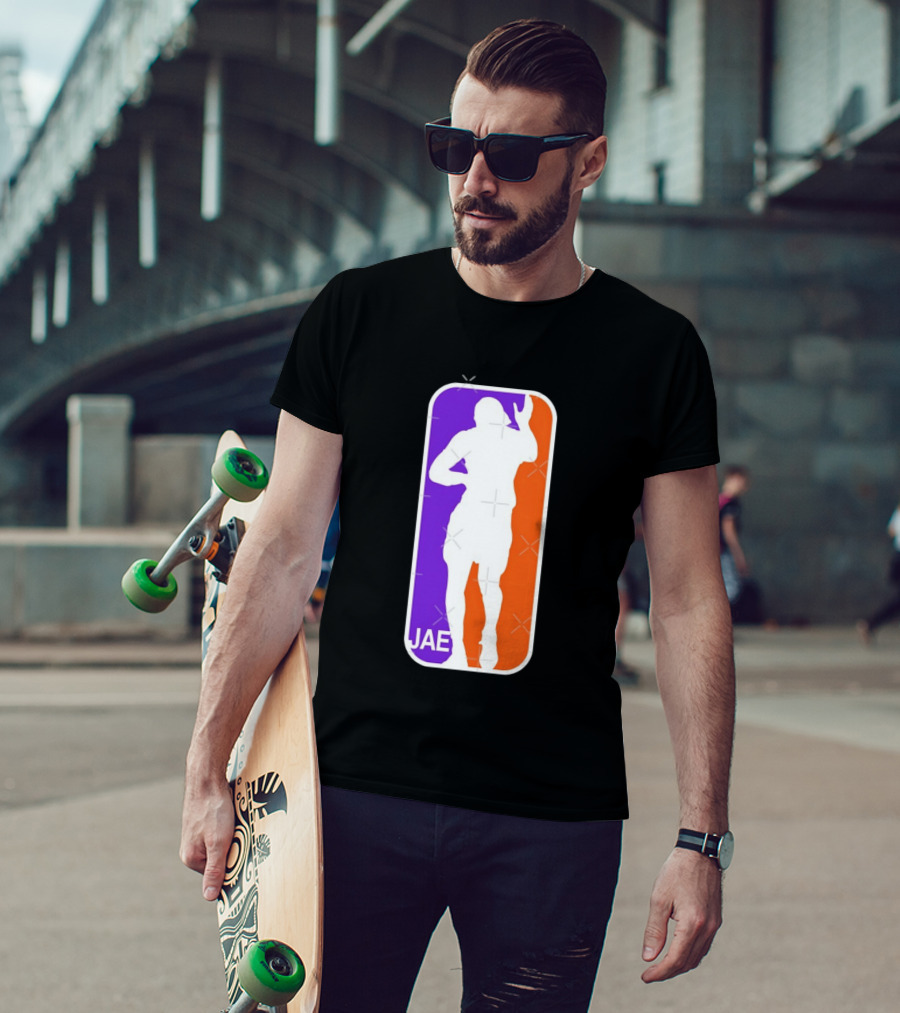 Jae Basketball Pose Purple And Orange T-Shirt