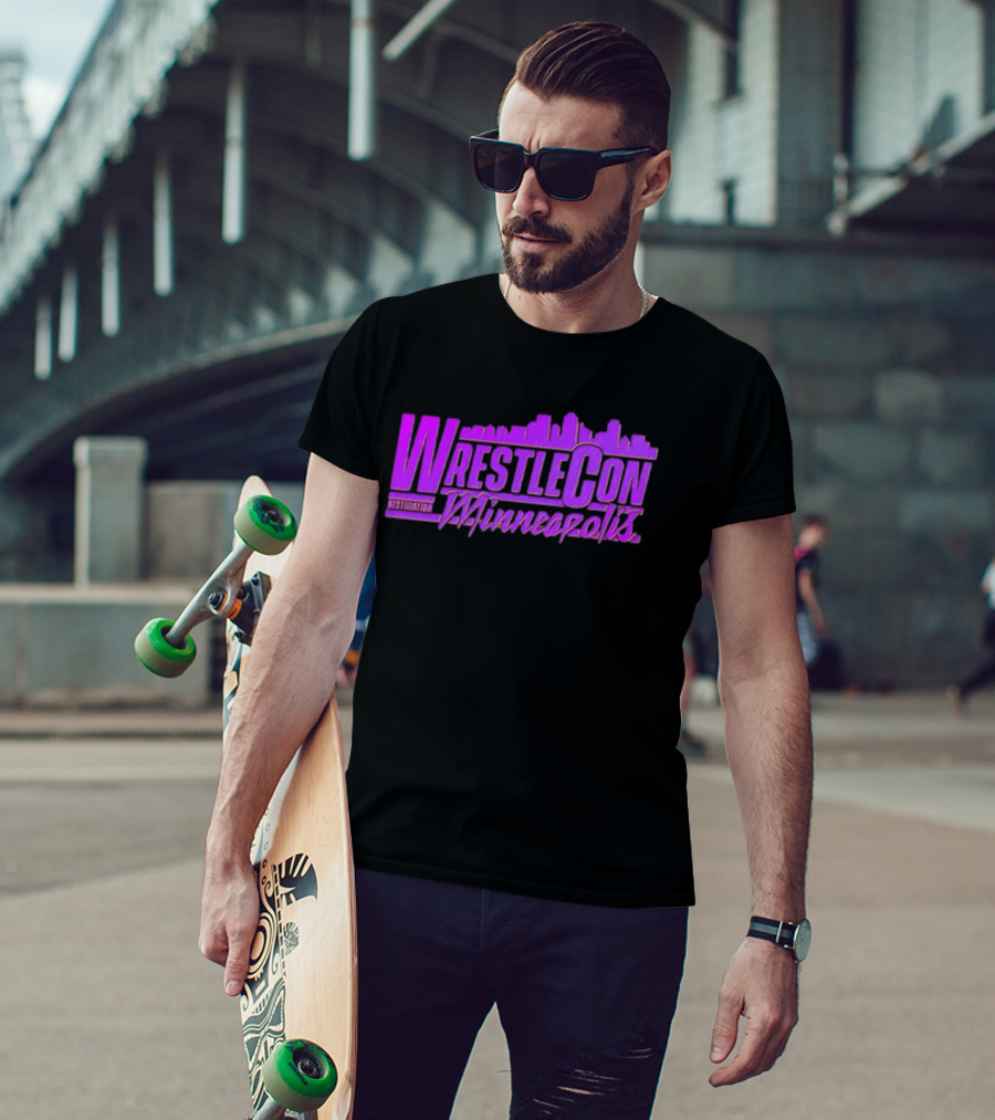 WrestleCon Destination Minneapolis Professional Wrestling Event Skyline T-Shirt