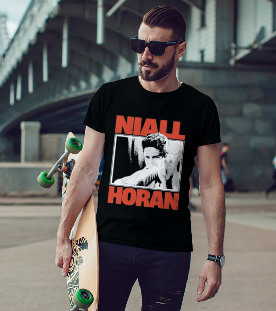 Niall Horan Playing Guitar Black And White T-Shirt