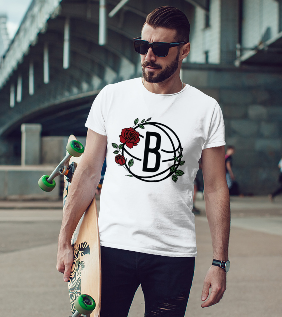 Brooklyn Nets Floral Basketball Rose B T-Shirt