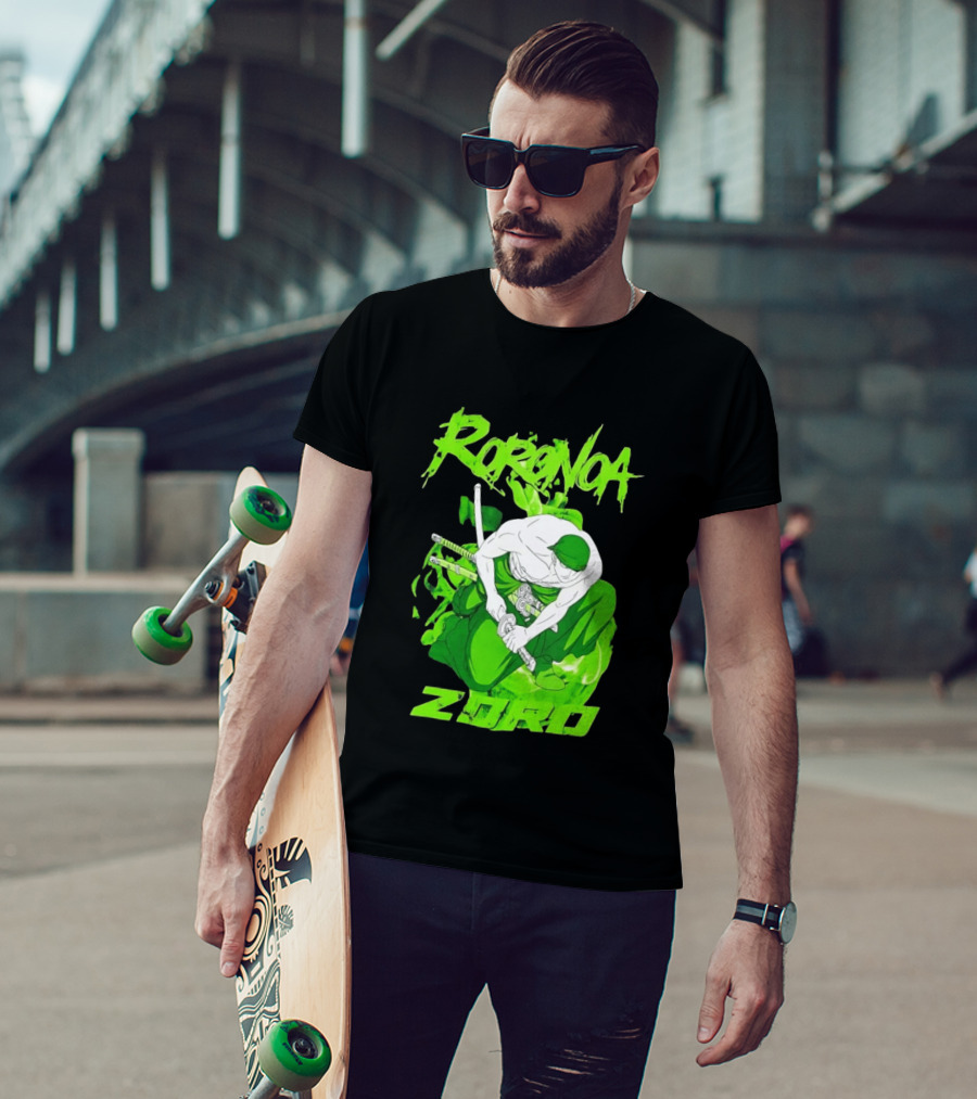 Roronoa Zoro Sword Fighter Anime Drawing T-Shirt
