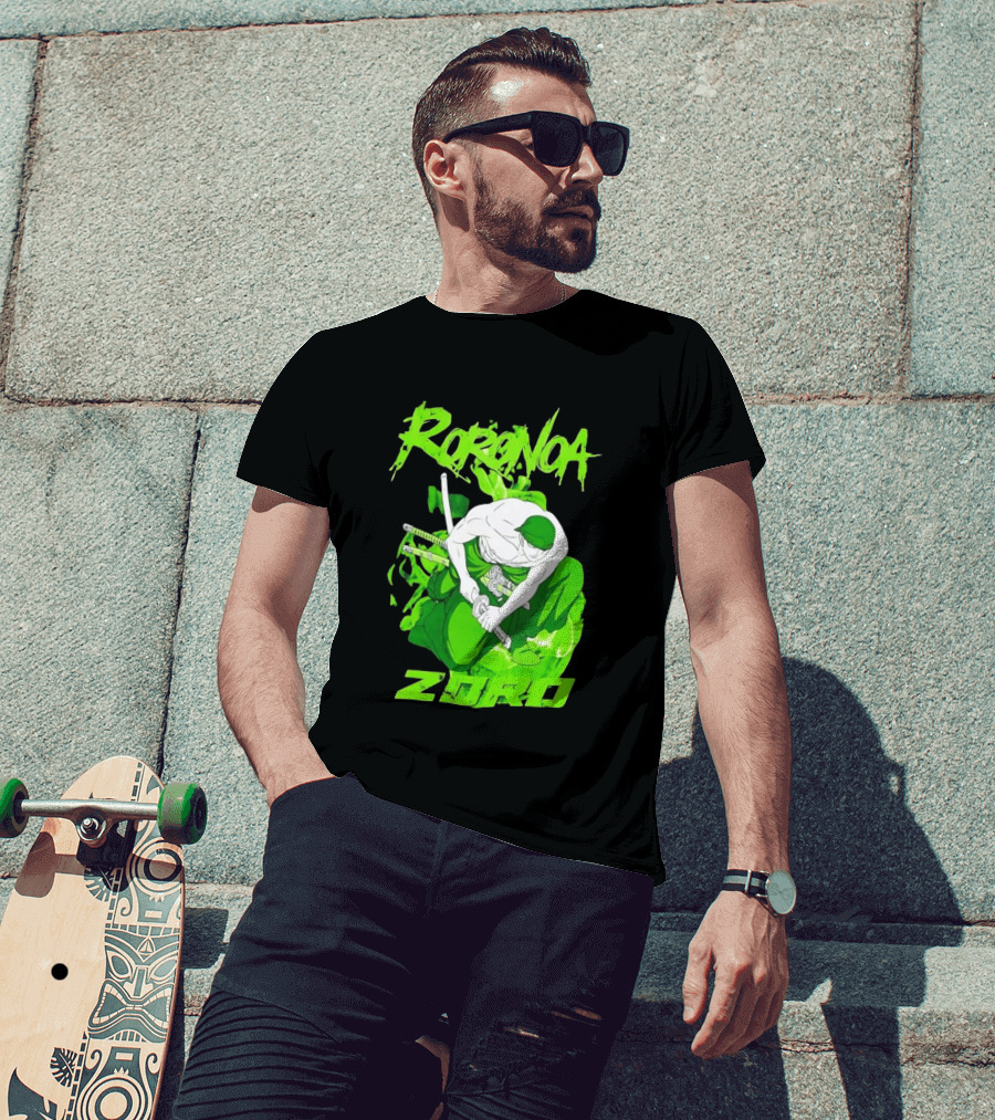 Roronoa Zoro Sword Fighter Anime Drawing T-Shirt