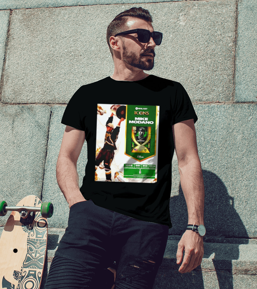 NHL 27 Icons Mike Modano Dallas Stars Player Stats And Achievements T-Shirt