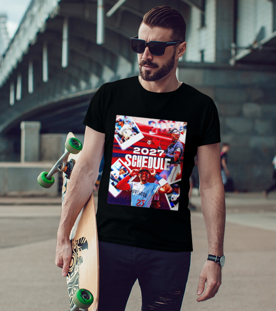 Minnesota Twins 2027 Schedule Collage With Players And Photos T-Shirt