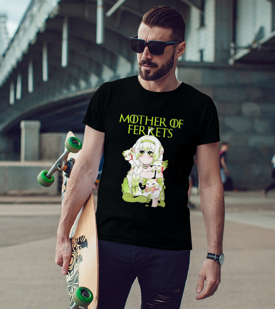 Mother Of Ferrets Anime Girl Ferret Lover Cute Kawaii T-Shirt