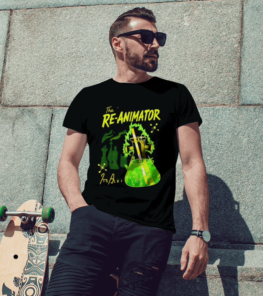 The Re Animator It's Alive Green Lab Flask Horror Film T-Shirt
