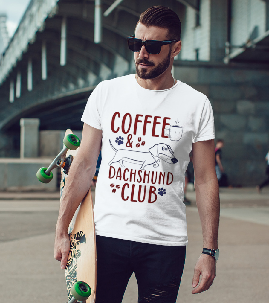 Coffee And Dachshund Club Paw Print Caffeine Espresso T-Shirt