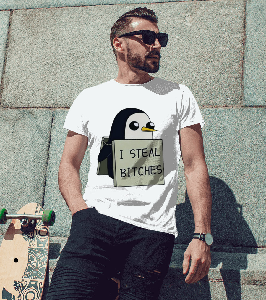 Gunter The Penguin I Steal Bitches Adventure Time Iconic Character Humor T-Shirt