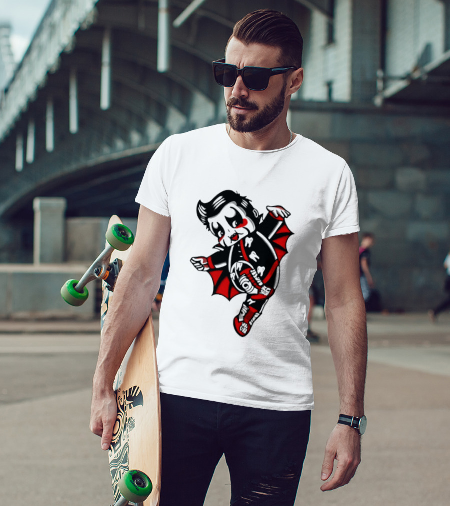 Little Vampire Kewpie Doll With Wings Teeth And Red Details T-Shirt