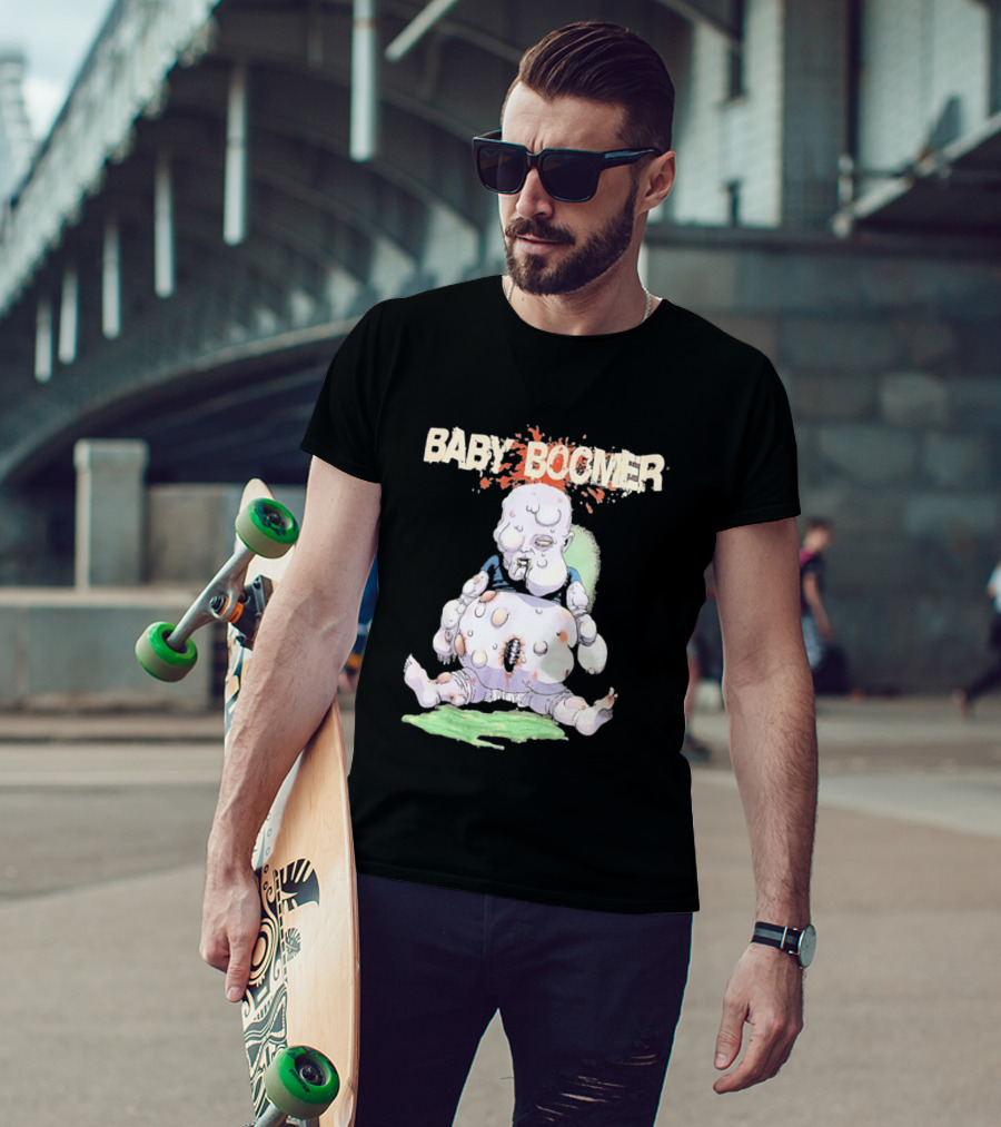 Baby Boomer Zombie Mutant Infant Horror Creepy Cartoon Character Rugged T-Shirt