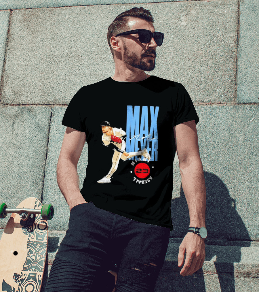 Max Meyer Miami Marlins Baseball 23 Stamp T-Shirt