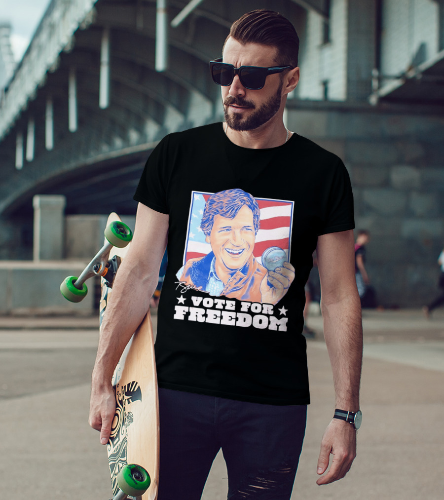 Tucker Carlson Old Row Vote For Freedom America Flag T-Shirt