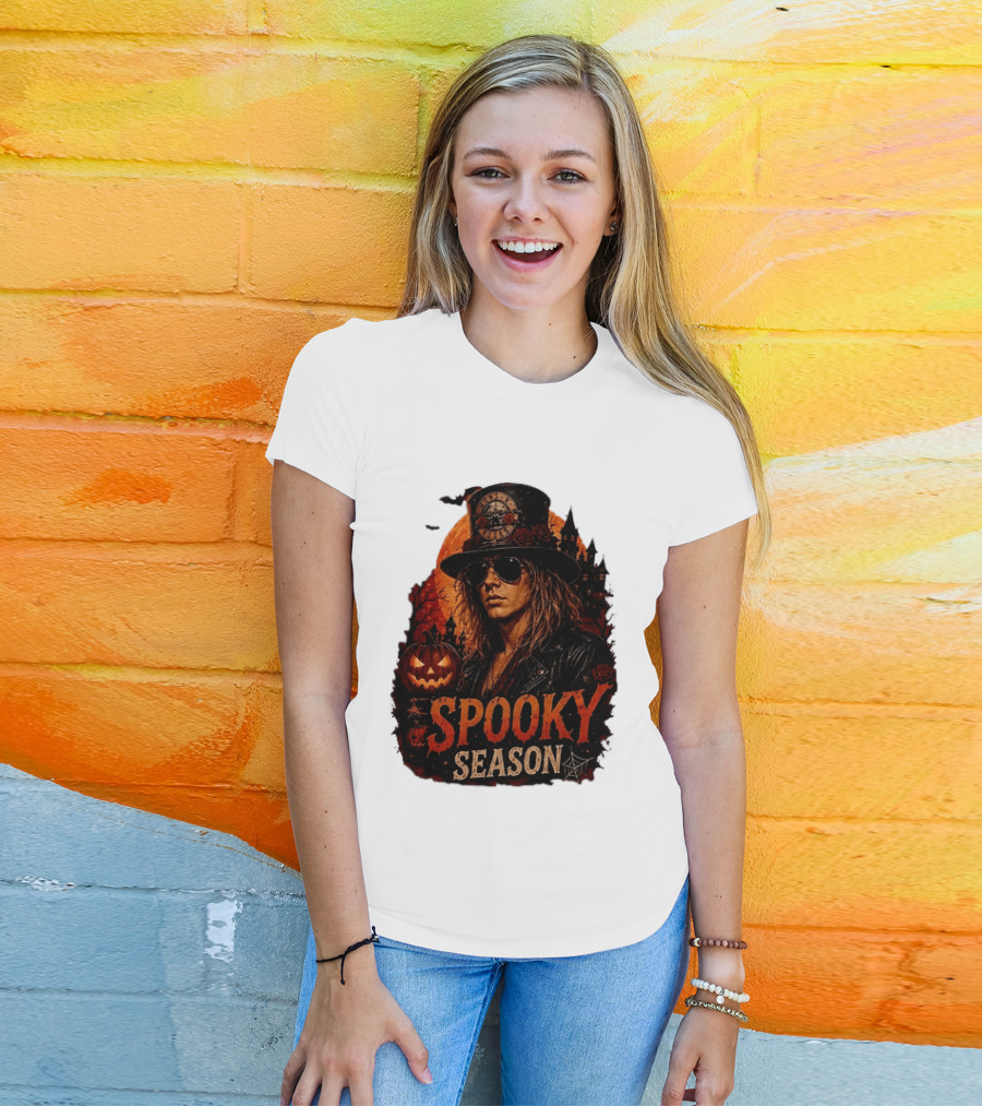 Spooky Season Buns N' Roses Halloween Pumpkin Slash T-Shirt