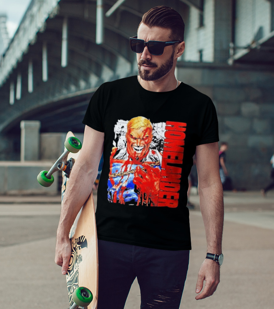 Homelander The Boys Superhero Cartoon Blood Splattered Image T-Shirt